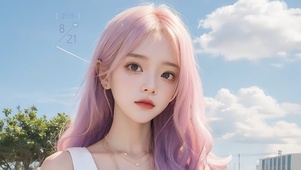 清纯紫发少女