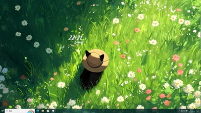 清新护眼草地猫咪