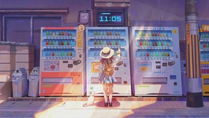 贩卖机前的女孩