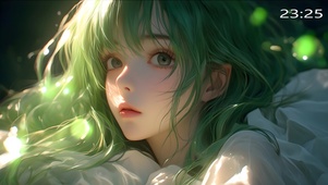 绿发清纯少女