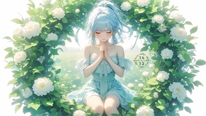 春意鲜花女孩
