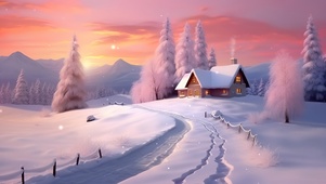 冬季烂漫雪屋