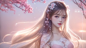粉色靓丽女孩