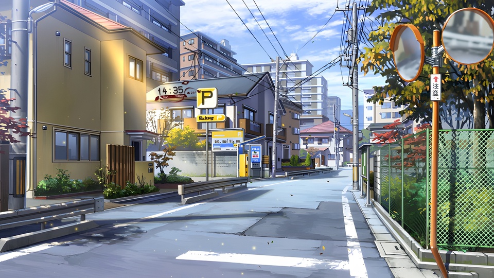 日本动漫小镇背景图片