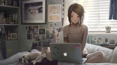 宅家少女和瞌睡猫猫（真实时间）