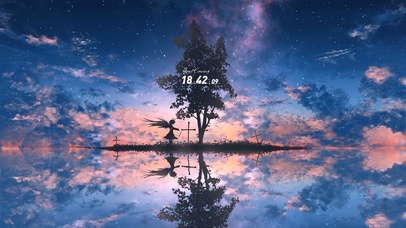 治愈晚霞风景插画