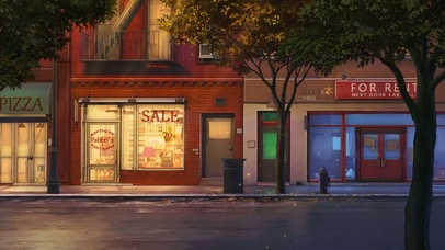 唯美治愈黄昏动漫街道