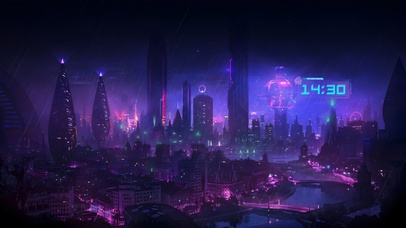 赛博朋克雨天城市夜晚