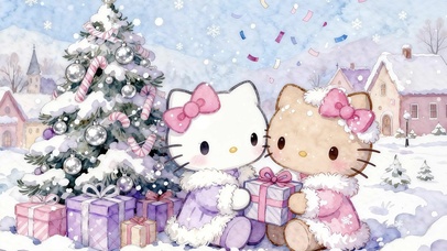 两只Kitty猫过圣诞