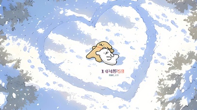 雪天爱心小狗