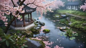 幽水禅意樱花亭