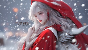 国风温婉红衣美女