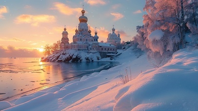 冬天冬日俄式建筑