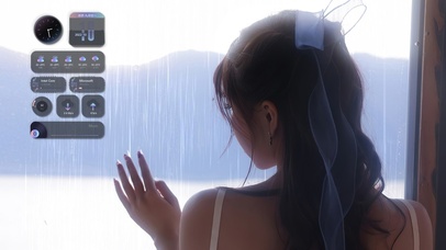 雨天窗户边的美女