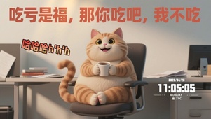 小胖猫萌趣文字桌面