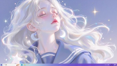 迎着星光的银发美女