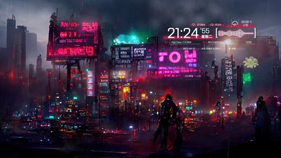 赛博朋克雨夜霓虹城市