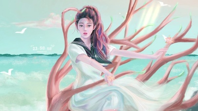 唯美海边水手服女孩