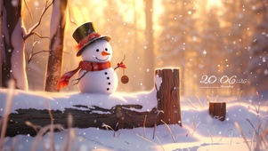 唯美日落雪人儿