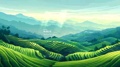 清新护眼绿色梯田