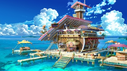 4K唯美治愈动漫海洋奶茶店