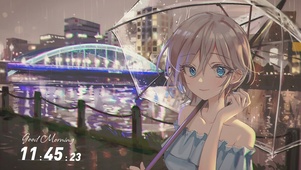 雨天撑伞女孩