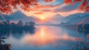 夕照山水阁影