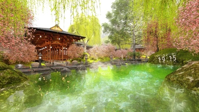 古风庭院桃泉峡