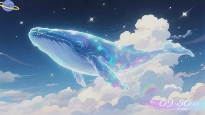 梦幻蓝鲸在空中遨游