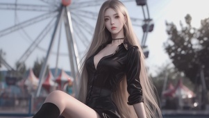 游乐场金发美女