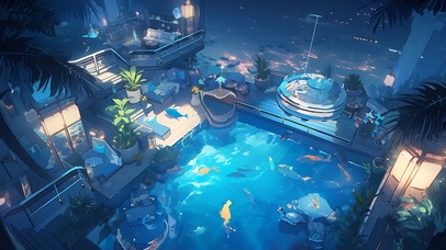 4k云端夏日泳池