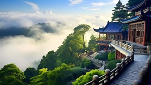 山间古寺云雾