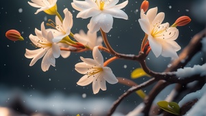 雪中的迎春花