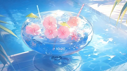 4K唯美治愈夏日清凉水果茶