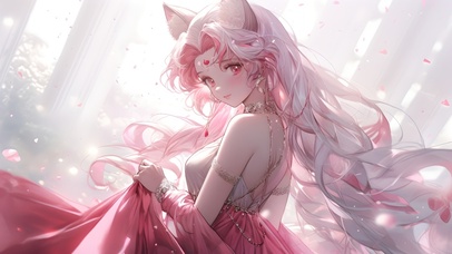 治愈粉狐耳美少女