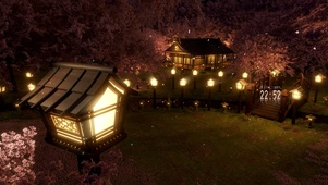 夜色樱花美景