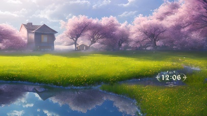 唯美春天草地樱花