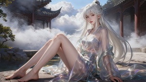 长腿白发美女