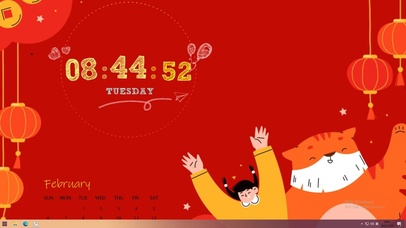 新年萌虎（含时间且随音乐跳动）