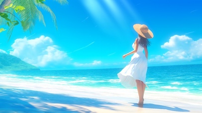 夏日滨海女神度假壁纸
