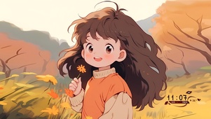 清新治愈插画女孩	