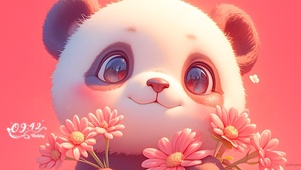 花儿可爱小熊猫