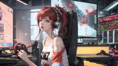 4k电竞红发少女