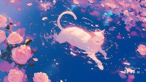 小猫戏水