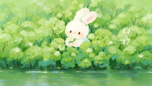 绿叶丛中小兔