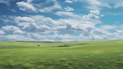 蓝蓝的天上白云飘