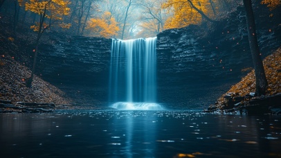 秋韵瀑布幽境