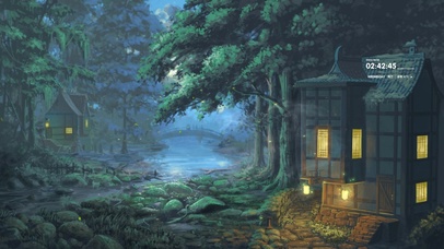 治愈唯美夜晚森林小屋