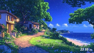 海边小路傍晚