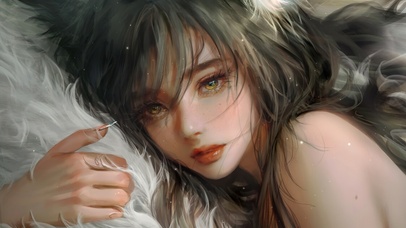 4K厚涂美女插画